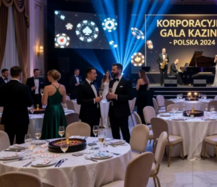 Luksusowa sala eventowa z eleganckim oświetleniem przygotowana na galę firmową
