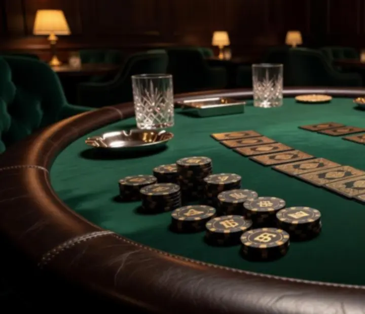 Luksusowo udekorowany stół pokerowy z eleganckimi akcesoriami